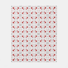 Red and Black Doodle Hearts Geometric Love Fleecedecke