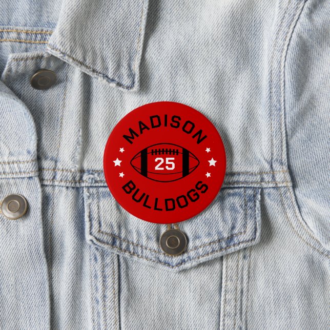 Red and Black Football Player Jersey Nummer Button (Beispiel)