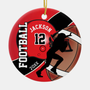 Red and Black Football Player Keramikornament