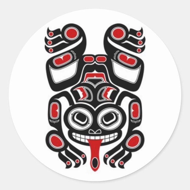 Red and Black Haida Spirit Tree Frog Runder Aufkleber (Vorderseite)