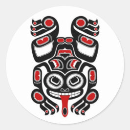 Red and Black Haida Spirit Tree Frog Runder Aufkleber