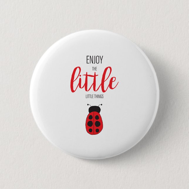 Red and Black Hand Drawn Baby Ladybug Niedlich Bug Button (Vorderseite)