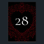 Red and Black Heart Gothic Wedding Table Number Tischnummer<br><div class="desc">Our beautiful Red & Black Heart Gothic Wedding Table Number are dark,  yet lovely with our artistic scroll design. They are designed in a collection of several items so your whole wedding can be coordinated with the same style!</div>