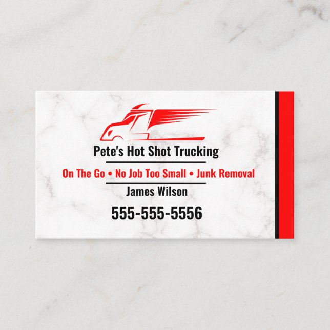 Red and Black Hot Shot Trucking Business Card Visitenkarte (Vorderseite)