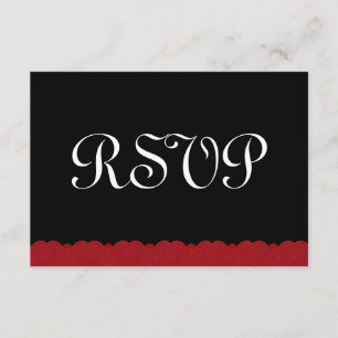 Red and Black Lace UAWG Wedding Response RSVP Karte