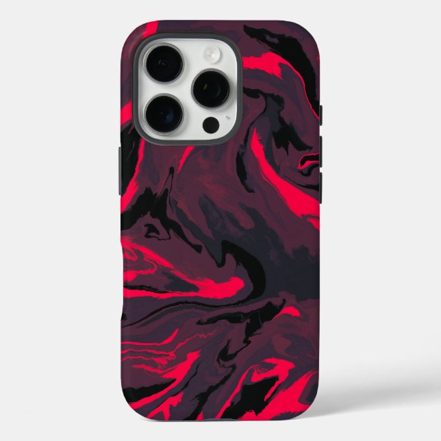 Red and Black Marble Swirl Abstract Phone Case (Rückseite)