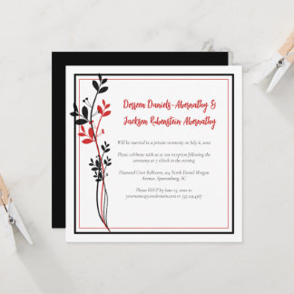 Red and Black Modern Botanical Reception Only | Einladung