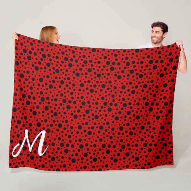 Red and black polka dots funny ladybug fleecedecke (Beispiel)