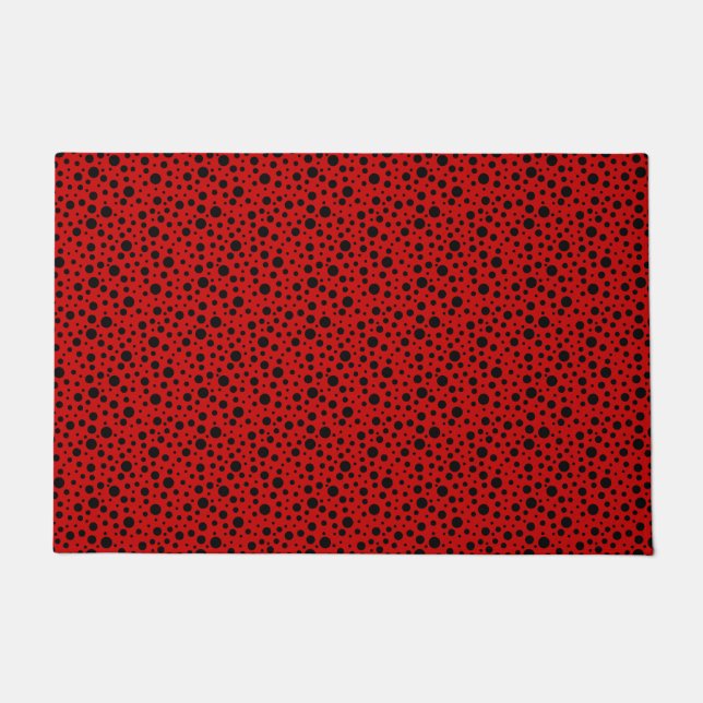 Red and black polka dots funny ladybug fußmatte (Vorderseite)
