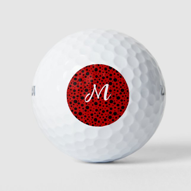 Red and black polka dots funny ladybug golfball (Vorderseite)