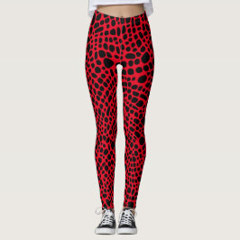 Red and Black Psychedelic Skin Pattern Leggings