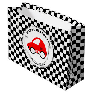 Red and Black Race Car geprüft Geburtstag Große Geschenktüte