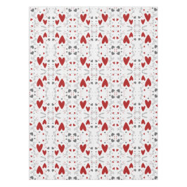 Red and Black Retro Hand Drawn Hearts Love Tischdecke