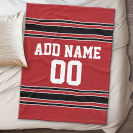 Red and Black Sports Jersey Personalisiert Fleecedecke