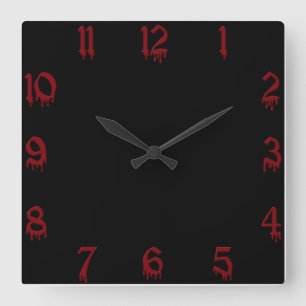 Red and Black Square Wall Clock Quadratische Wanduhr