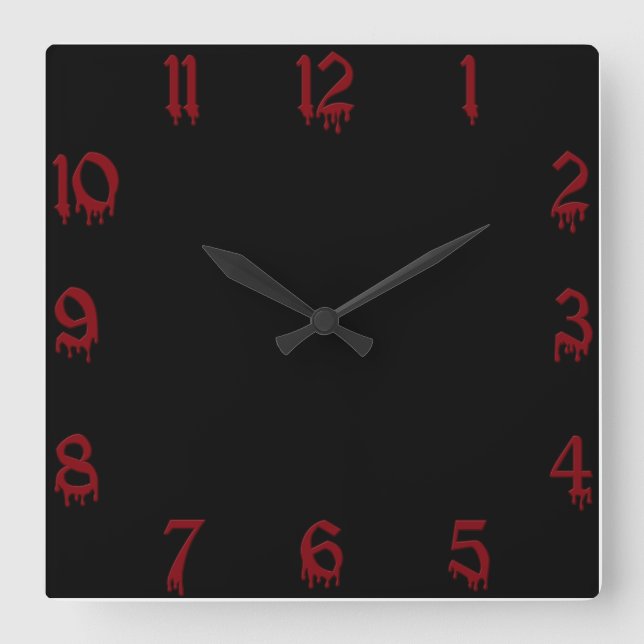 Red and Black Square Wall Clock Quadratische Wanduhr (Vorderseite)