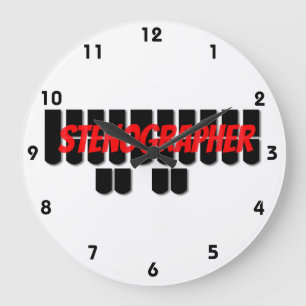 Red and Black Stenographer Steno Machine Key Clock Große Wanduhr
