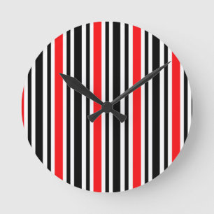 Red and Black Striped Runde Wanduhr