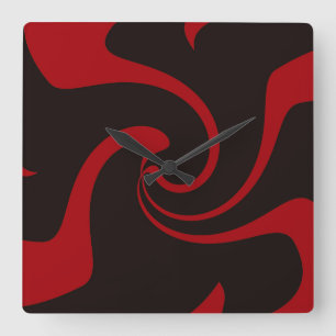 Red and Black Twist Quadratische Wanduhr