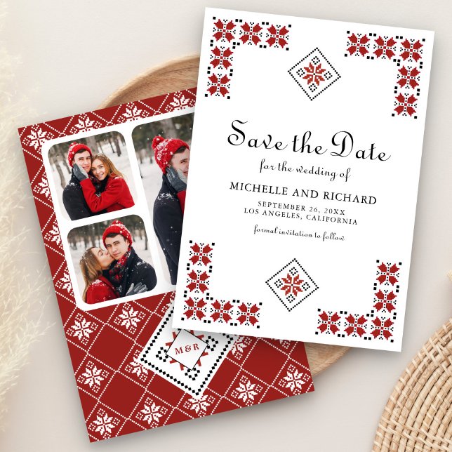 Red and Black Ukrainian Embroidery Wedding Save The Date (Von Creator hochgeladen)