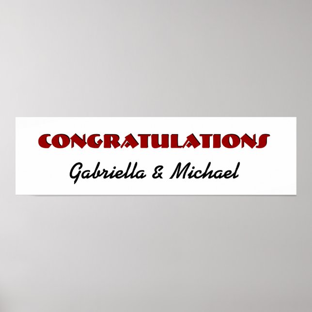 RED and BLACK Wedding or Verlobung Banner V11 Poster (Vorne)