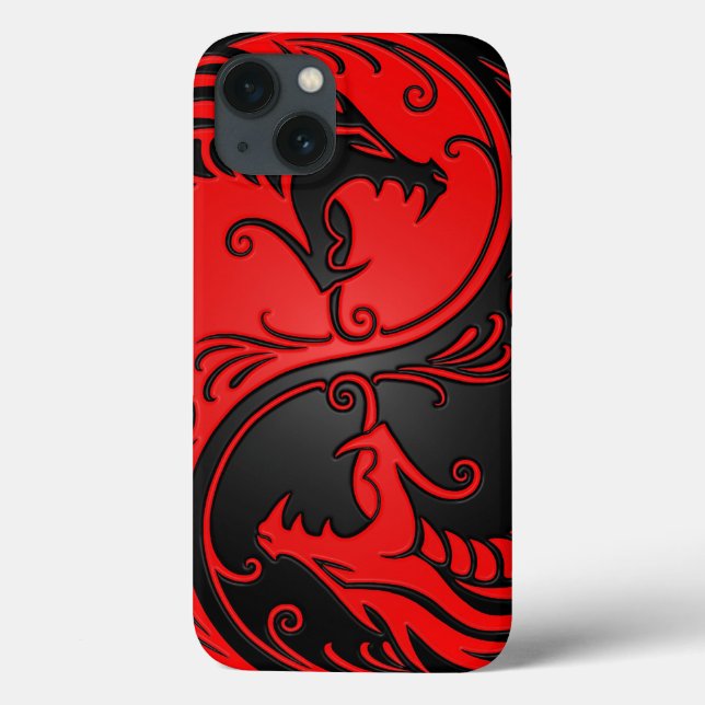 Red and Black Yin Yang Dragons Case-Mate iPhone Hülle (Rückseite)