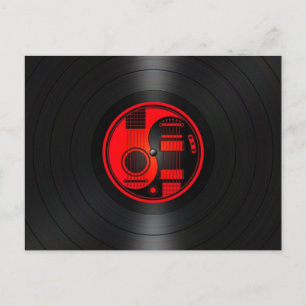 Red and Black Yin Yang Guitars Vinyl Graphic Postkarte