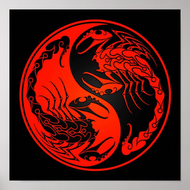 Red and Black Yin Yang Scorpions Poster (Vorne)