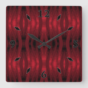 Red and black zigzag ikat quadratische wanduhr