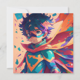Red and Blue Anime Superhero Boy Birthday Einladung