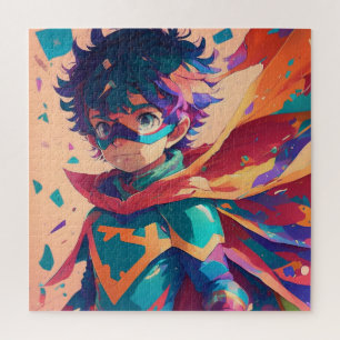 Red and Blue Anime Superhero Boy Puzzle