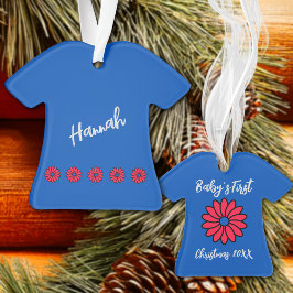 Red and Blue Baby Girl's First Christmas Ornament
