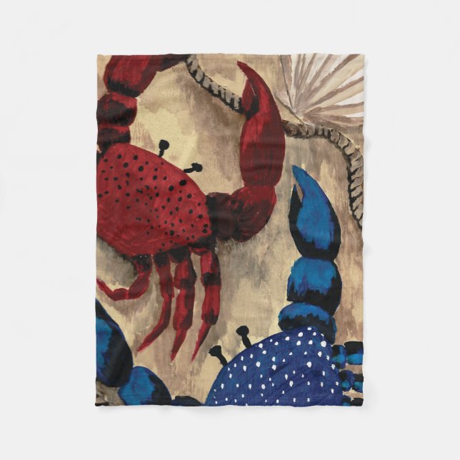 Red and Blue Crab Fleece Blanket (Vorderseite)