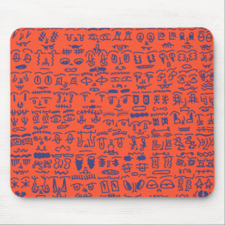 Red and Blue Doodle Mouse Pad – Abstract Line Art  Mousepad