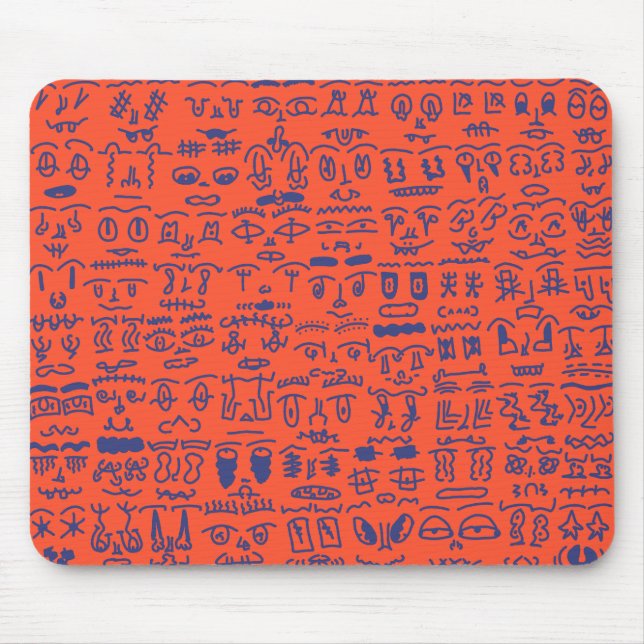 Red and Blue Doodle Mouse Pad – Abstract Line Art  Mousepad (Vorne)