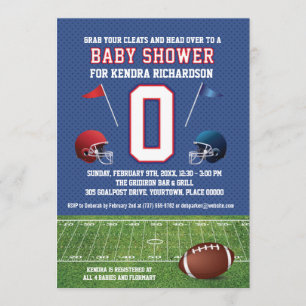 Red and Blue Football Baby Dusche Einladung