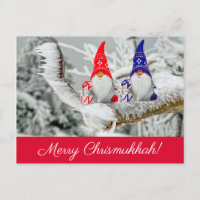 Red and Blue Fun Chrismukkah Santa Elves Foto