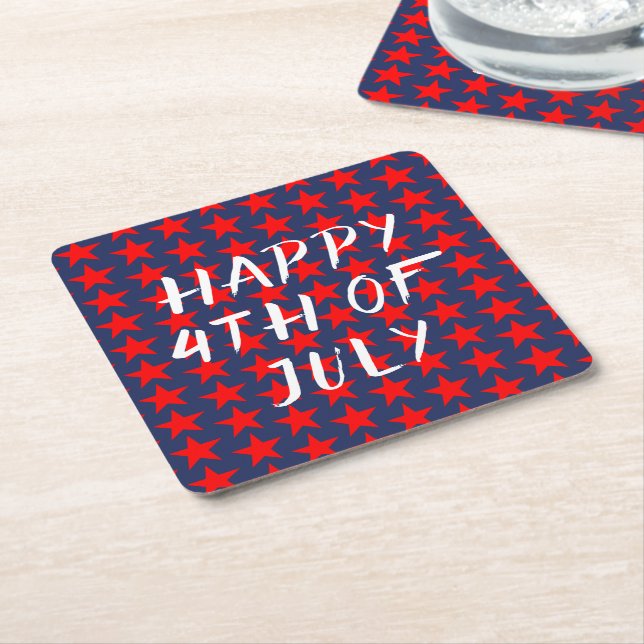 Red and Blue Happy 4. Juli Rechteckiger Pappuntersetzer (angewinkelt)