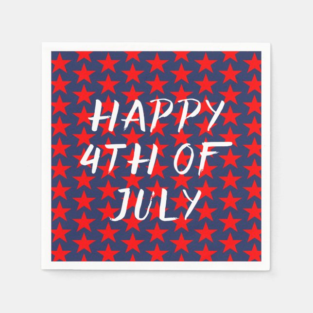 Red and Blue Happy 4. Juli Serviette (Vorderseite)