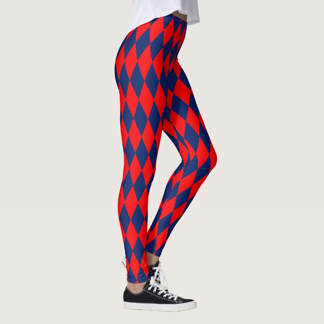 Red and Blue Harlequin Checkered Design  Leggings (Von Creator hochgeladen)