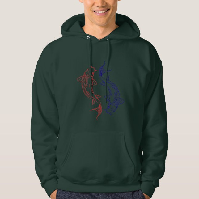 Red and Blue Koi Circle art  Hoodie (Vorderseite)