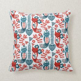 Red and Blue Nordic Style Fox Cushion Kissen