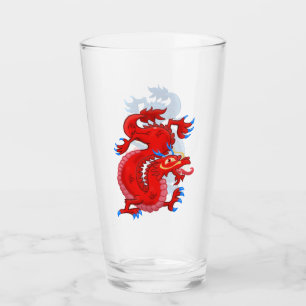 Red and Blue Oriental Dragons Glas