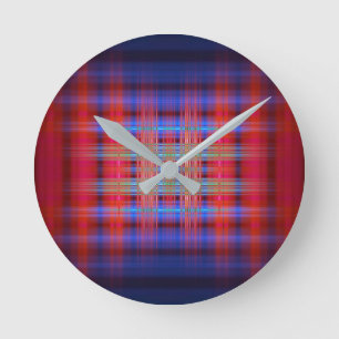 Red and blue pattern runde wanduhr