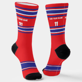 Red and Blue Sport Jersey - Name Number Socks Socken