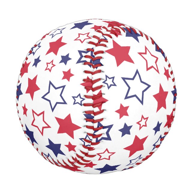 Red and Blue Stars, 4th of July, White Background Baseball (Schrägansicht)