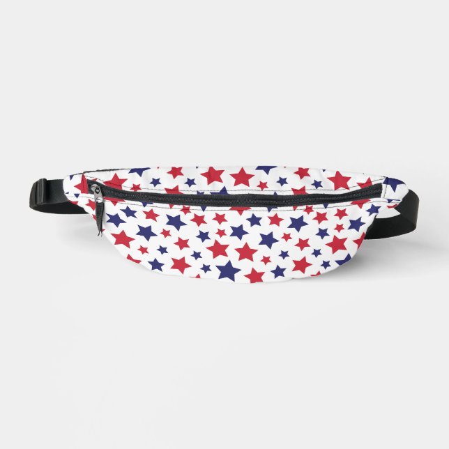 Red and Blue Stars, 4th of July, White Background Bauchtasche (Vorderseite)