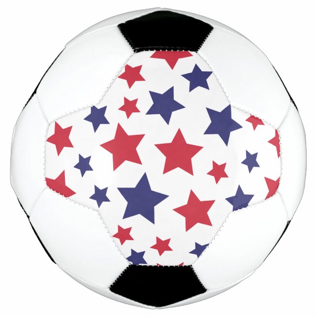 Red and Blue Stars, 4th of July, White Background Fußball (Vorderseite)