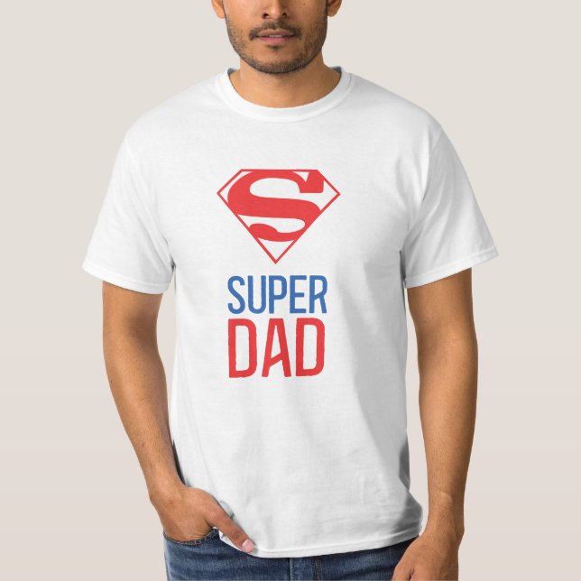 Red and Blue Super Vater Fathday T-Shirt (Vorderseite)