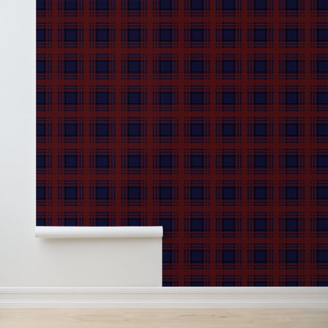 Red and Blue Tartan Plaid Tapete (Anwendung)